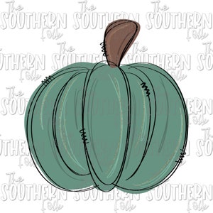 Teal Doodle Pumpkin Sublimation Design, PNG File, Digital Download, Sublimation Designs Downloads, Fall Designs, Hand Drawn