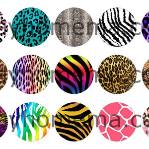 INSTANT DOWNLOAD One Inch 4x6 Bottlecap Images: Animal Prints