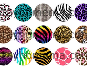 INSTANT DOWNLOAD One Inch 4x6 Bottlecap Images: Animal Prints