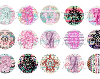 INSTANT DOWNLOAD One Inch 4x6 Bottle Cap Images: Tribal Animals and Plain girly necklace pink purple elephant turtle leopard zebra lion cute