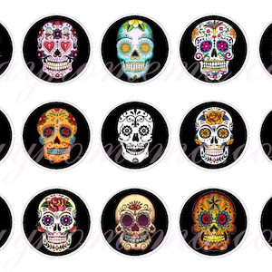 INSTANT DOWNLOAD One Inch 4x6 Bottle Cap Images: Sugar Skulls, Day of the Dead