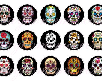 INSTANT DOWNLOAD One Inch 4x6 Bottle Cap Images: Sugar Skulls, Day of the Dead