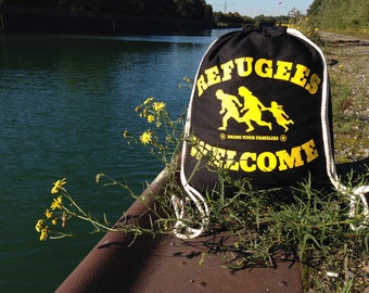 Refugees Welcome - Turnbeutel gelb