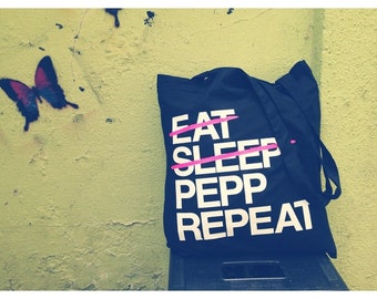 Eat Sleep pepper repeat-jute bag