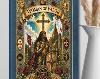 Personalized Woman of Valor Hardcover Journal, Female Knight Christian Notebook, Proverbs 31:25 Matte Faith Diary