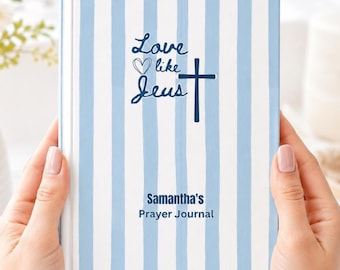 Gepersonaliseerd christelijk dagboek, "Love like Jesus" gestreept gebedsdagboek, blanco pagina's, cadeau geweldige dominee