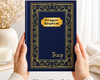 Christian Personalized Prayer Request Journal, Hardcover Notebook with Metallic Gold Border, Custom Gift for Women