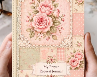 Prayer Request Journal, Patchwork and Lace Cottage Vintage Style, Gift for Women