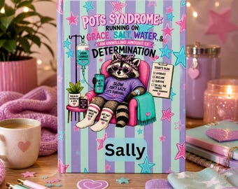 Custom Name POTS Syndrome Notebook, Raccoon Theme Journal, Chronic Illness Diary Planner