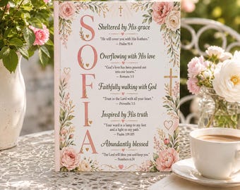 Gepersonaliseerd christelijk dagboek voor vrouwen, notitieboek aangepaste naam schrift, bloemen geloofscadeau