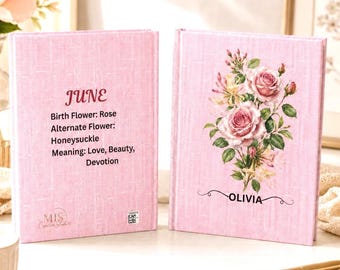 Christian Personalized Birth Flower Journal, Christian Hardcover Notebook, Perfect Birthday Gifts,