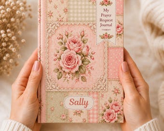 Christian Personalized  Prayer Request Journal, Floral Shabby Chic Faith Notebook, Personalized Devotional Diary