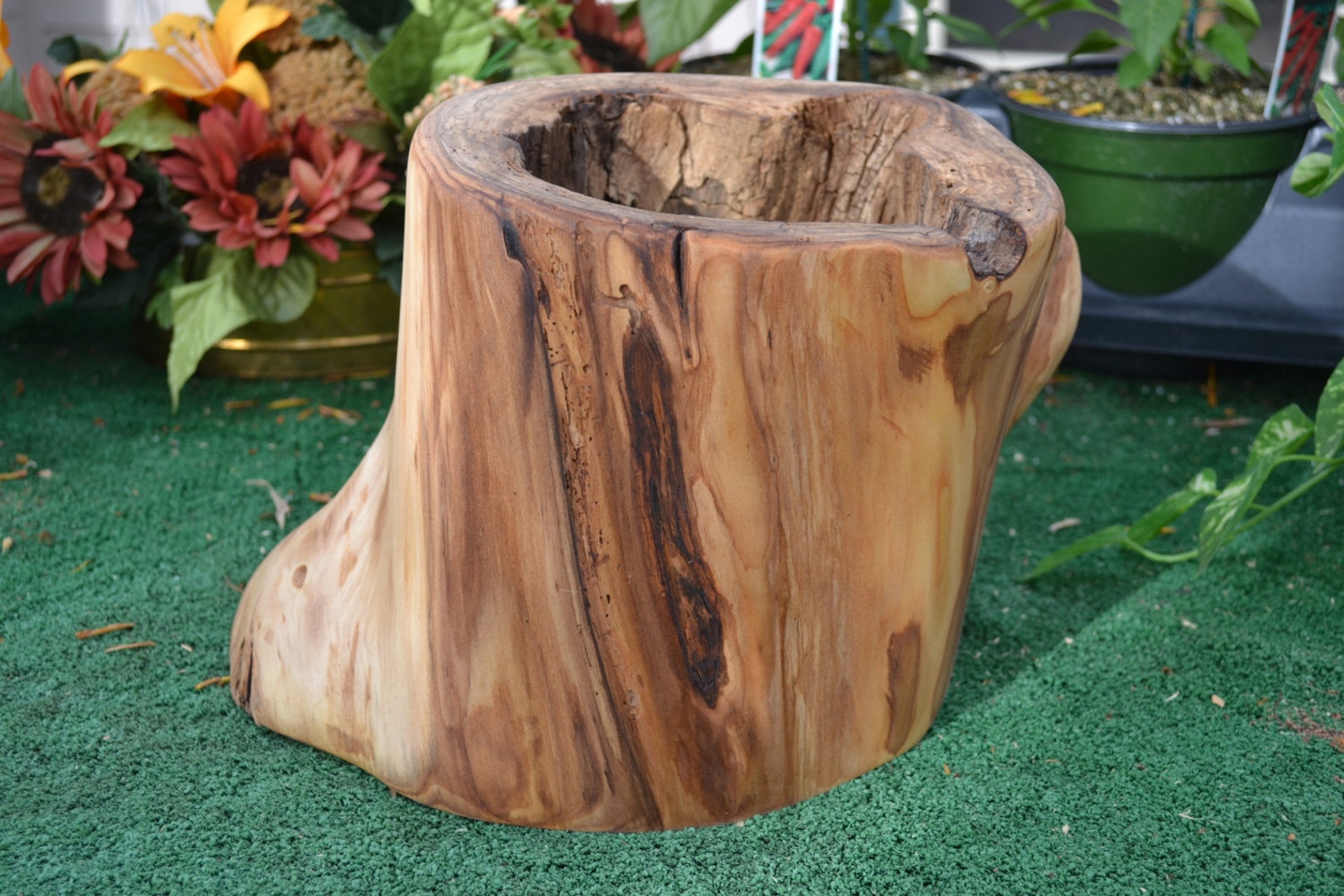 Natural Rustic Log Planter wood Pot Rustic Wedding Decor Etsy