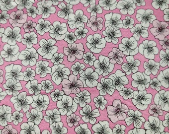 Studio 8 Pink Cotton Fabric with Pink and White Flowers