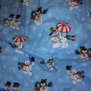 Snowman Christmas Flannel Fabric