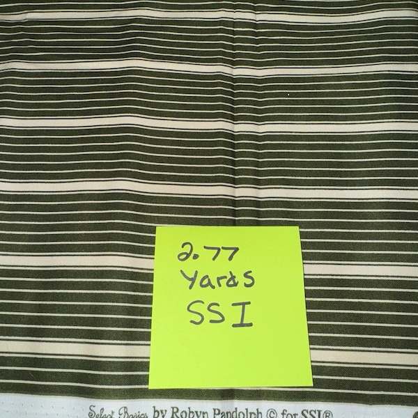 Green Striped Cotton Fabric Select Basics by Robyn Pandolph For SSI