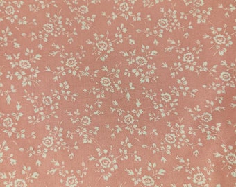 Pink Cotton Fabric With White Flowers