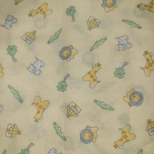 Pale Yellow Baby Safari Animal Fabric 100% Cotton