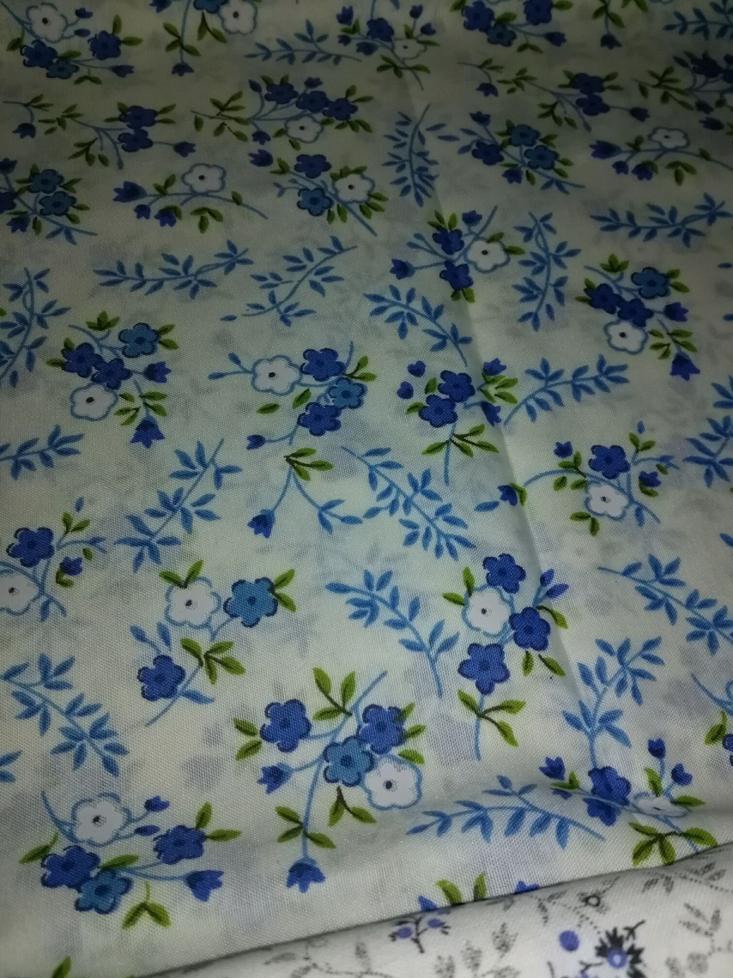 Blue and White Flower Cotton Fabric - Etsy