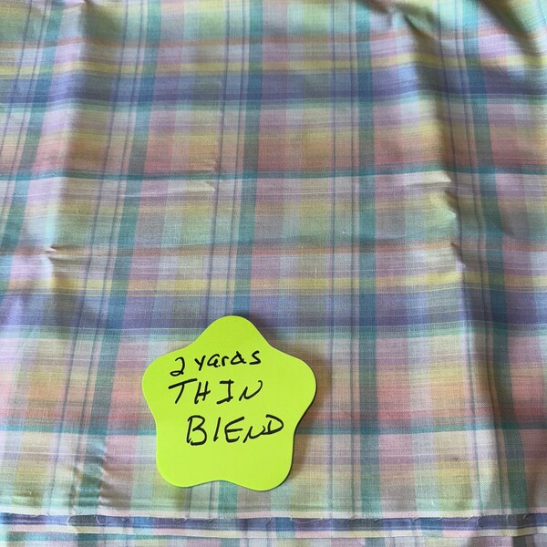 Blue, Brown, Purple, Pink Plaid Fabric