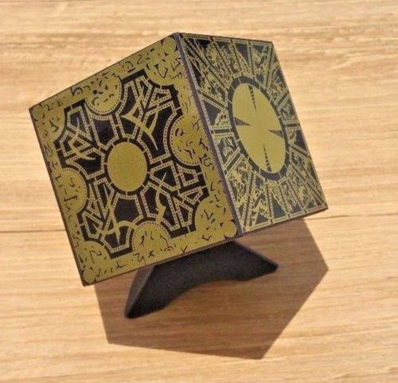 Hellraiser Puzzle Box With Cube Stand Foil Face Solid Wood Etsy