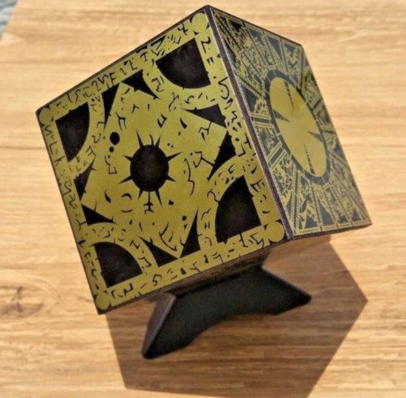 Hellraiser Puzzle Box With Cube Stand Foil Face Solid Wood Etsy