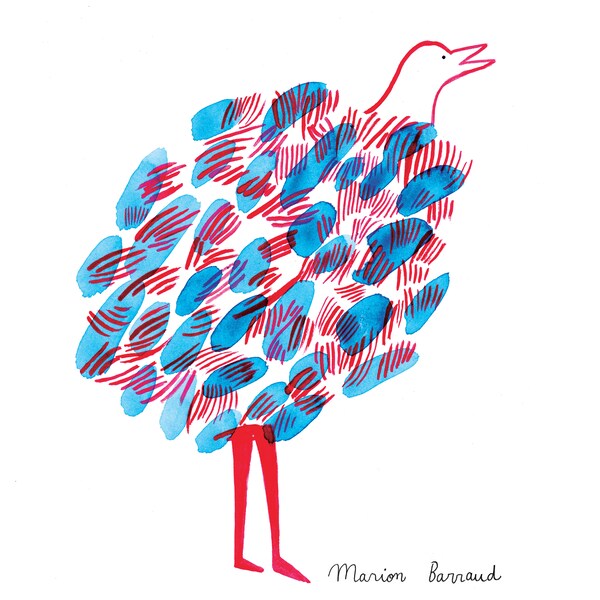 Original drawing "Blue and Red Bird"