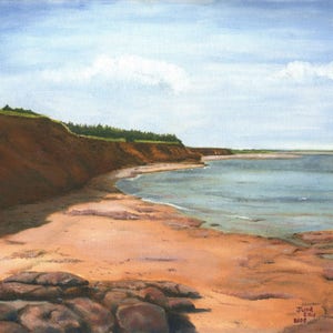 Impresión artística de Beach Rock Darnley, arte mural de la Isla del Príncipe Eduardo, impresión de paisaje marino de 5 x 7, arte playero, impresión decorativa de playa, artista de la Isla del Príncipe Eduardo, arte canadiense