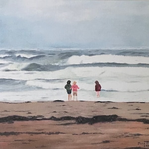 Impression d'art mural Filles sur la plage, impression d'art mural plage paysage marin, artiste de l'Î.-P.-É., art canadien, art de Thunder Cove Île-du-Prince-Édouard, art de l'Î.-P.-É.
