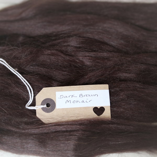 New Rich Dark Brown Mohair without red tone in straight/ curls/waves..30g approx.1oz