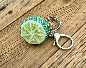 Green Lime Keychain From Polymer Clay Fruit Bag Charm Citrus