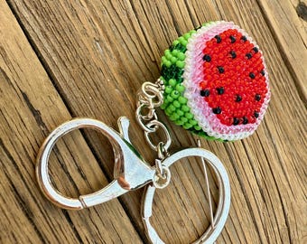 Perlen gehäkelte Wassermelone Schlüsselanhänger: Handtaschenanhänger