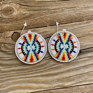 Ethnic Style Earrings, Colorful Earrings, Beaded Embroidered Earrings, MADE TO ORDER