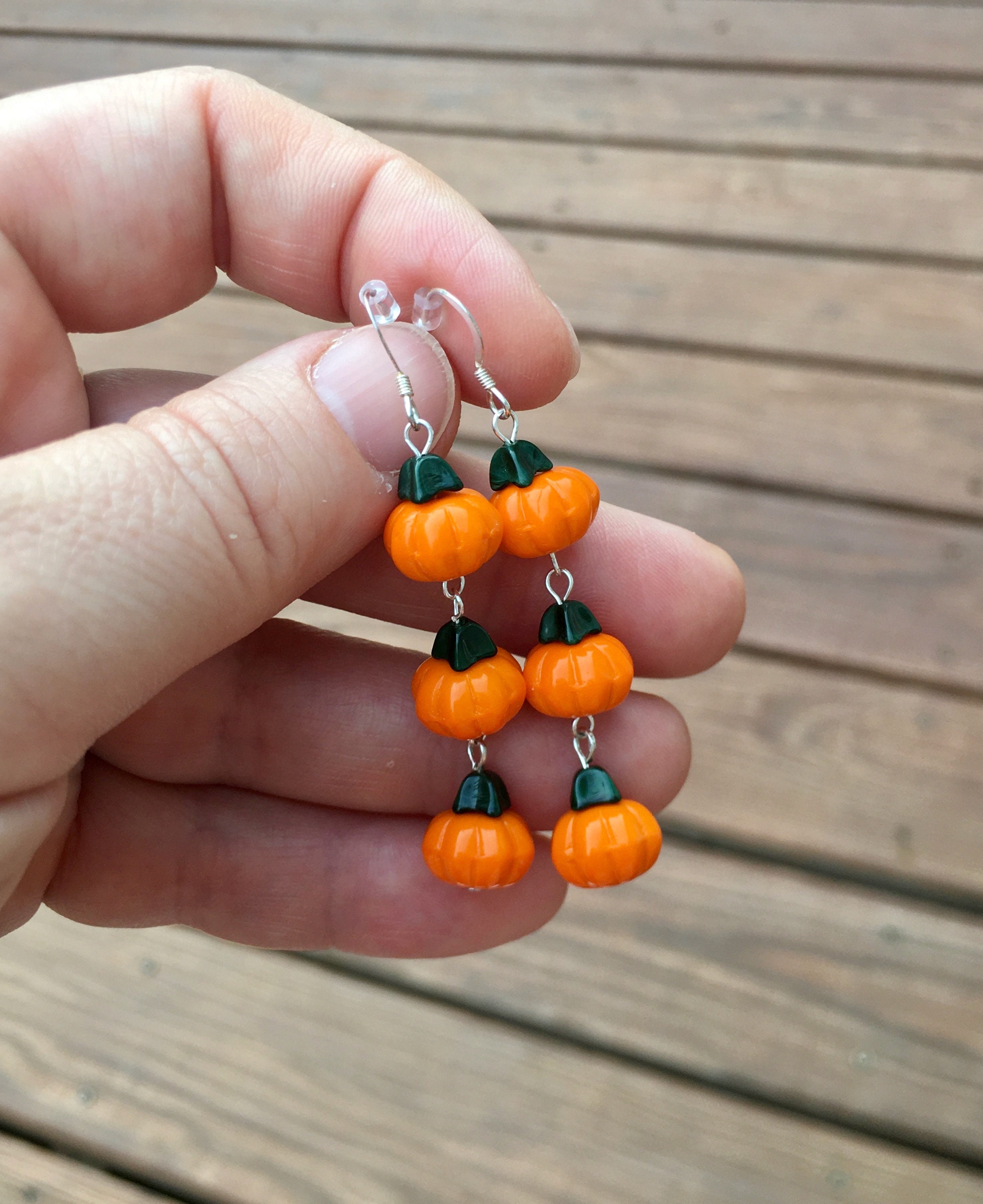 Pumpkin Earrings, Thanksgiving Pumpkin Earrings, Halloween Pumpkin Earrings, Glass Pumpkin Earrings, Halloween Gift