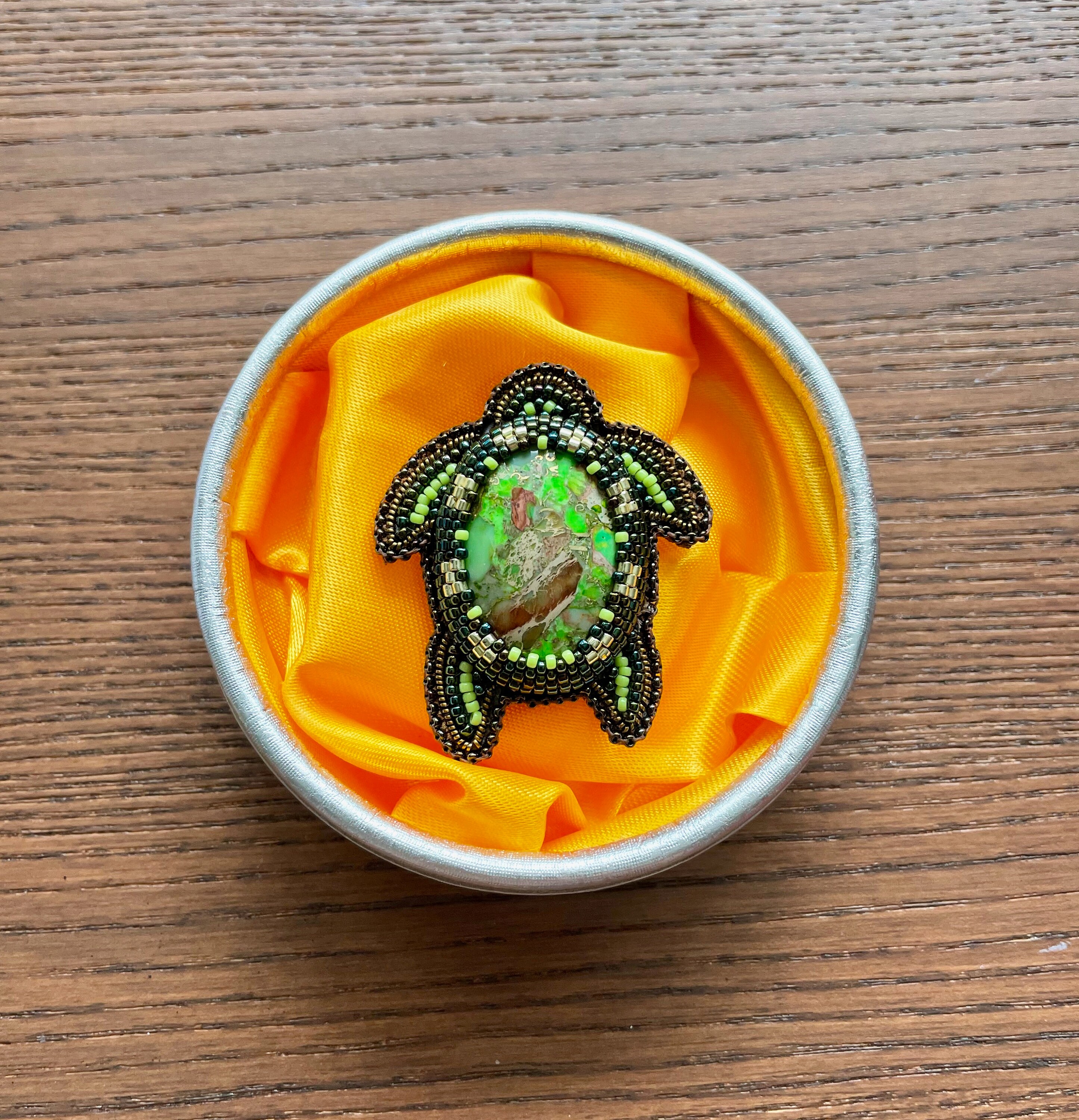 Sea Turtle Pin Green Turtle Brooch Beadwork Turtle Pin Etsy