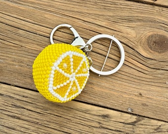 Portachiavi estivo con limone in pelle, cartone animato, frutta