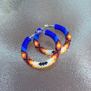 Beaded Hoop Earrings: Ethnic Style Colorful Statement Hoops