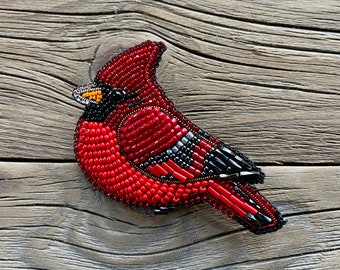 Cardinal Bird Brooch/pin, Cardinal Beaded Bird, Red Bird, Cardinal Bird Pin, Northern Cardinal Bird, MADE TO ORDER