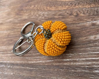 Perlen häkeln Kürbis Keychain: Halloween-Erntedank-Geschenk
