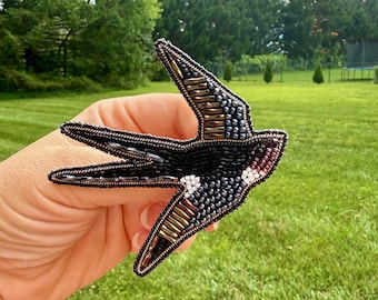 Perlen Schwalbe Vogel Brosche, Vogel Liebhaber Geschenk
