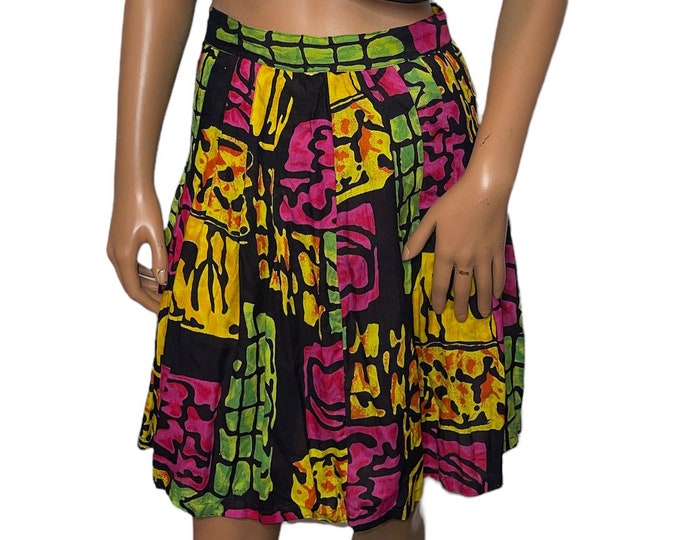 Vintage Abstract Print Skirt...