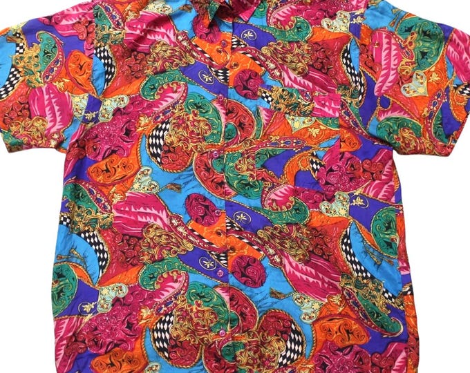 Vintage Abstract Silk Blouse SZ  M