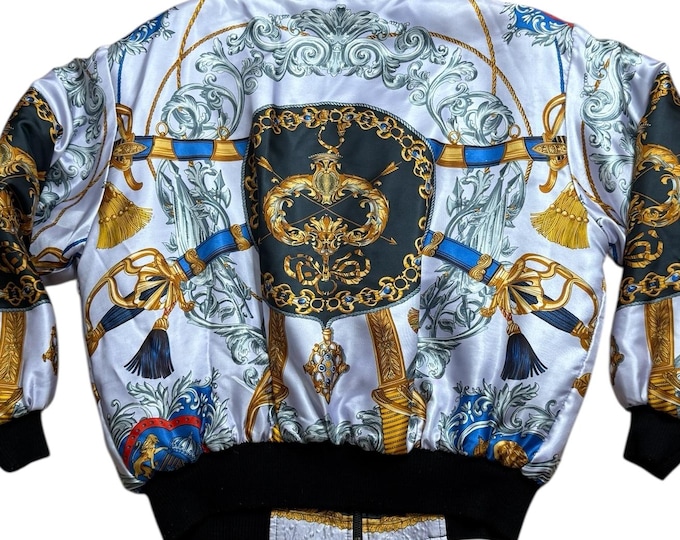 Vintage Scarf Print Padded Jacket