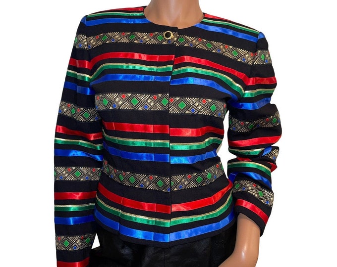 Vintage Women's Colorful Stripped Blazer...   Sz. 8