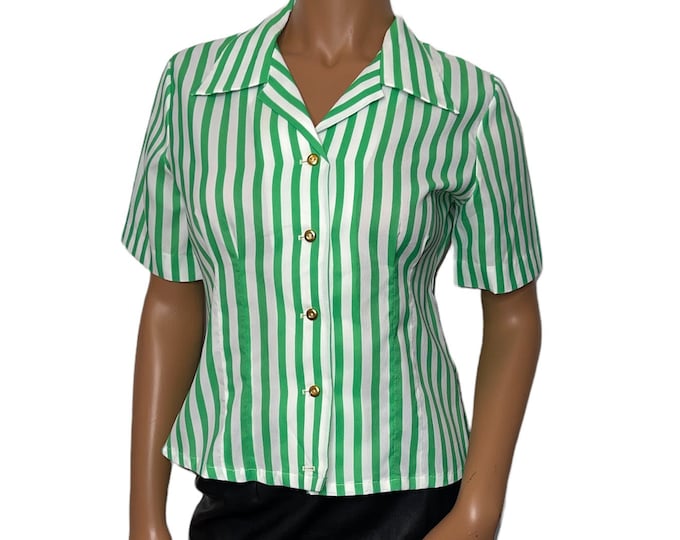 Vintage Striped Green Blouse