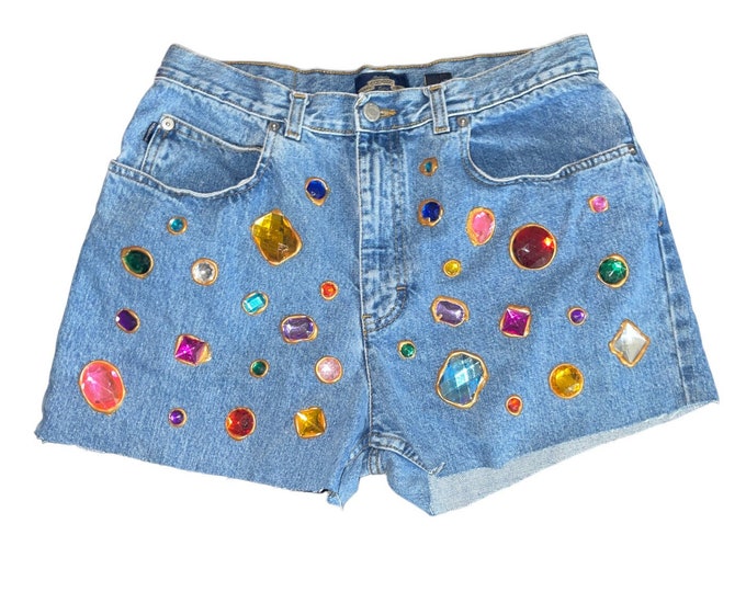 Vintage  Reworked Jeweled Denim Shorts