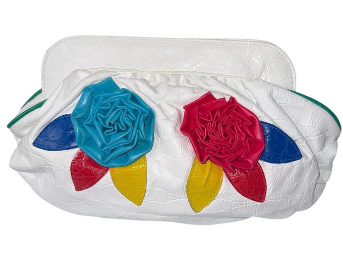Vintage 80s 90s Flower Colorblock Purse