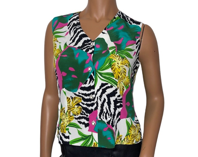 Vintage Tropical Print Blouse