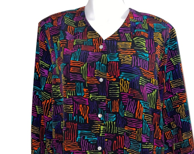 Vintage Abstract Print Blouse.. sz 16
