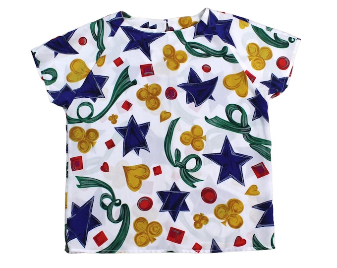 Vintage Women's Abstract Colorful Blouse... Sz Small